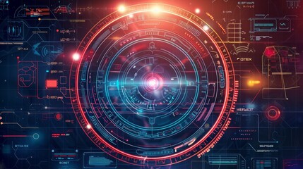 Submarine radar. Navy ship sonar navigation screen hud digital, ocean marine flight search naval weapon targeting futuristic dashboard ui spy mission vector illustration of radar sonar technology