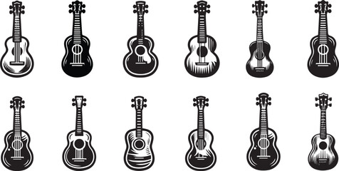 ukulele illustration music silhouette instrument logo vector graphic