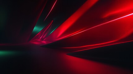 Fototapeta premium A dynamic abstract composition featuring smooth, reflective surfaces in red and green hues.