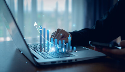 Business calculating income and return on investment, stock, income, return,  trade, investment,...