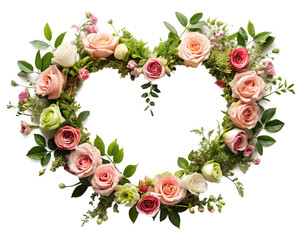 PNG Shape Frame Roses Heart - High-Resolution Floral Design on Transparent Background