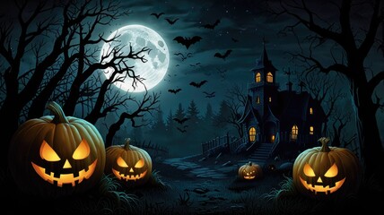 a spooky yet captivating Halloween-themed background with eerie elements