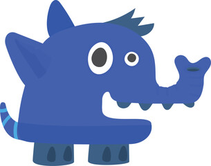 Bizarre blue creature. Funny alien animal character