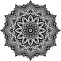 Black and White Floral Mandala Background Design