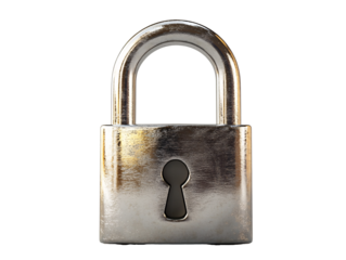 a silver padlock with a keyhole