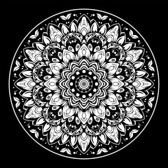 Black and White Floral Mandala Background Design