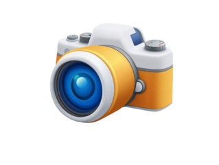 a yellow and white camera