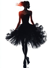 Fototapeta premium Silhouette of a Woman in a Black Dress