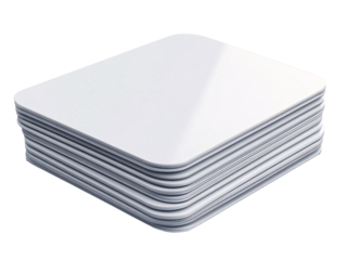 a stack of white square objects