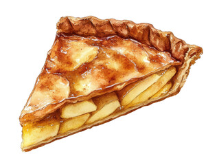 Delicious slice of apple pie with golden crust and sweet apple filling, perfect for autumn desserts or holiday gatherings.