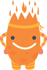 Hot burning monster. Flame hell cartoon character