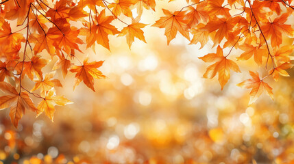 maple leaf red autumn sunset tree blurred background, generative ai