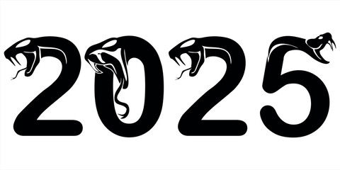 Snake cub, year 2025 black premium logo symbol
