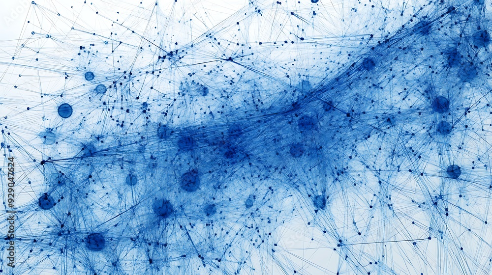 Aufkleber abstract blue network with interconnected nodes