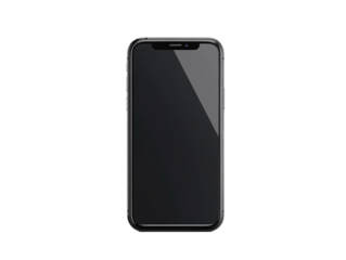 a black cell phone with a white background