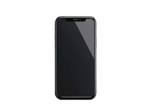 a black cell phone with a white background