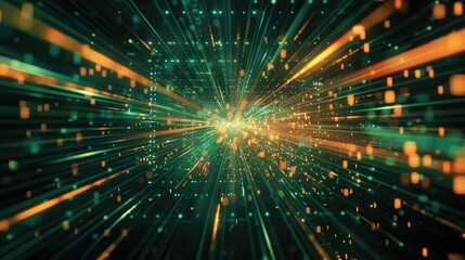 Fototapeta premium Abstract Digital Art with Glowing Lines and Particles