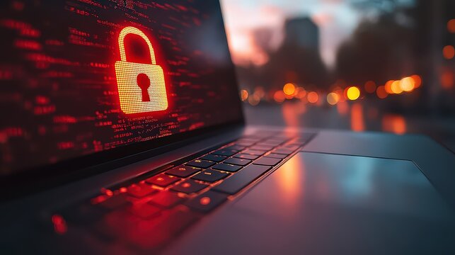 padlock symbol on a laptop screen, showcasing cybersecurity measures for protecting online health information and digital health tools