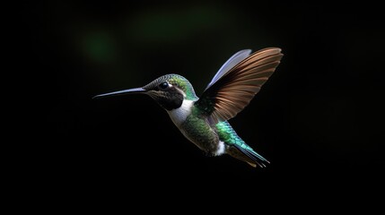 Hummingbird flying gracefully above, with plenty of space for copy or additional design