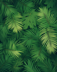 A lush green forest with many trees and plants