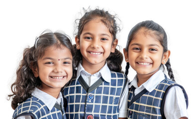 Smiling schoolgirls in uniform