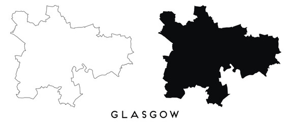 Glasgow map outline and black silhouette vector