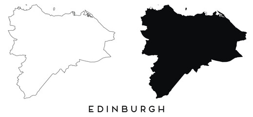 Edinburgh map outline and black silhouette vector
