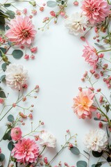 Background image with flowers around it In the middle is white paper.