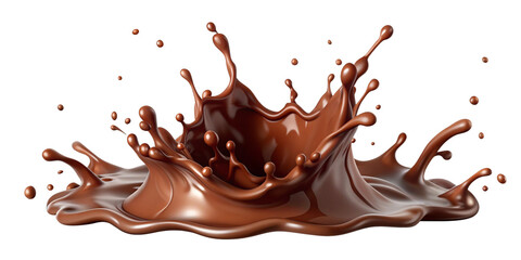 Melting chocolate burst explosion splash isolated on transparent background