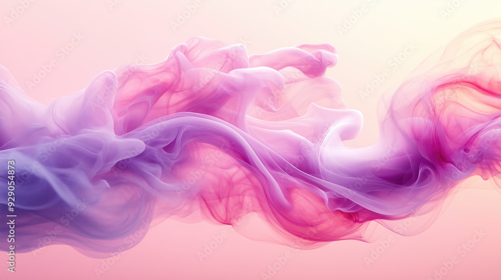 Poster smooth lines of pink and purple color swirl into an abstract composition.