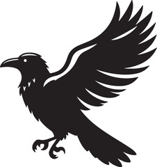 Raven icon silhouette vector art illustration