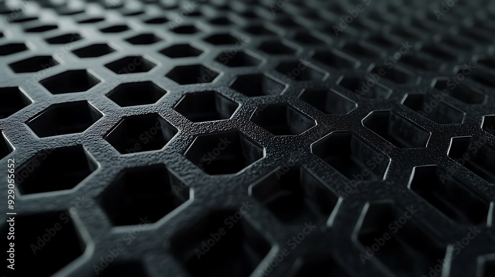 Aufkleber abstract black hexagon pattern with textured surface