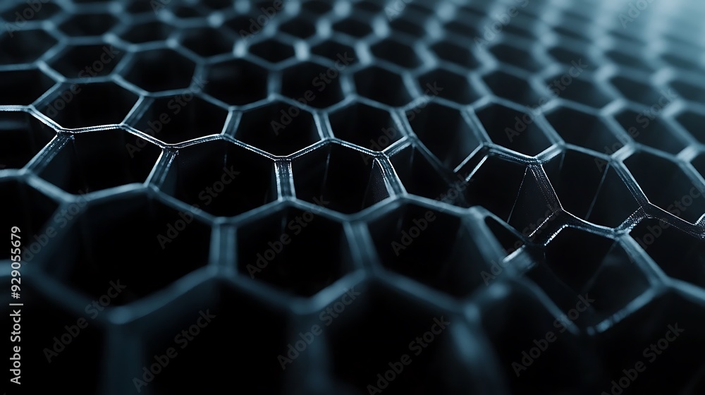 Poster close-up of a 3d printed honeycomb structure