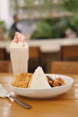 Delicious Meal with Rice and Smoothie