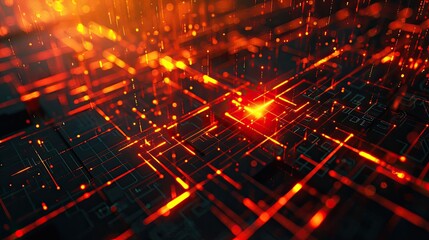 Obraz premium Abstract Digital Network with Glowing Lines and Dots