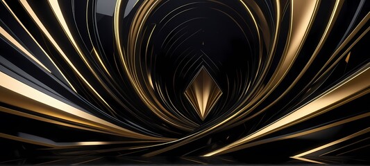 Black and gold abstract background. 3d rendering, 3d illustration.