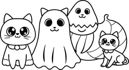 Ghosts with Cat Vector, Cute Halloween Ghosts Vector, Cat Lover Ghost Vector, Halloween Cat Mom Vector, Spooky Season Cats Vector, Cat Person Vector, Spooky Vibe