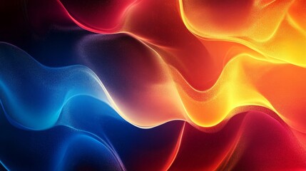 Fototapeta premium Grainy gradient background blue pink yellow abstract glowing color wave black dark backdrop noise texture. background for banner design