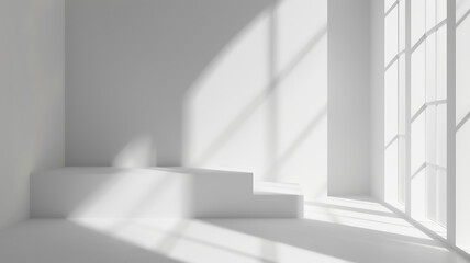 Obraz premium Minimalist White Studio Backdrop with Subtle Shadow for Highlighting Products in a Clean Modern Setting