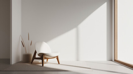 Spacious large bright room, modern interior with plants, mockup for business