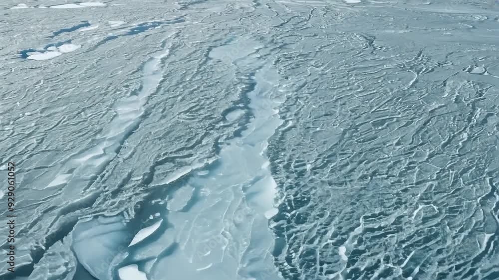 Poster exploring the intricate patterns of ice and snow in the arctic landscape during winter