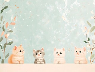 Naklejka premium Playful Kittens in Soft,Dreamy Photographic Style