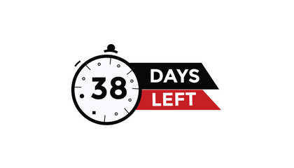 
38 days left Countdown number banner templates. time icon. Vector Illustration 
