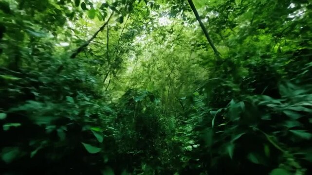 Exploring vibrant green jungle trails in the Amazon rainforest during midday