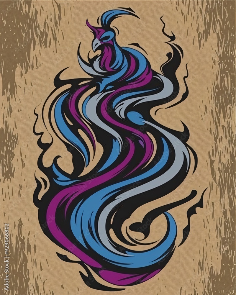 Poster peacock symphony in lines and color - a colorful bird with a long tail