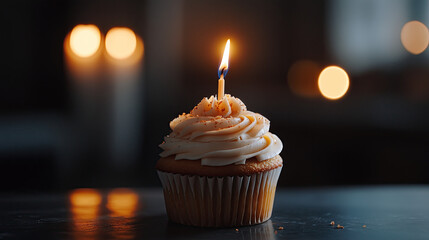 chocolate cupcake with candle