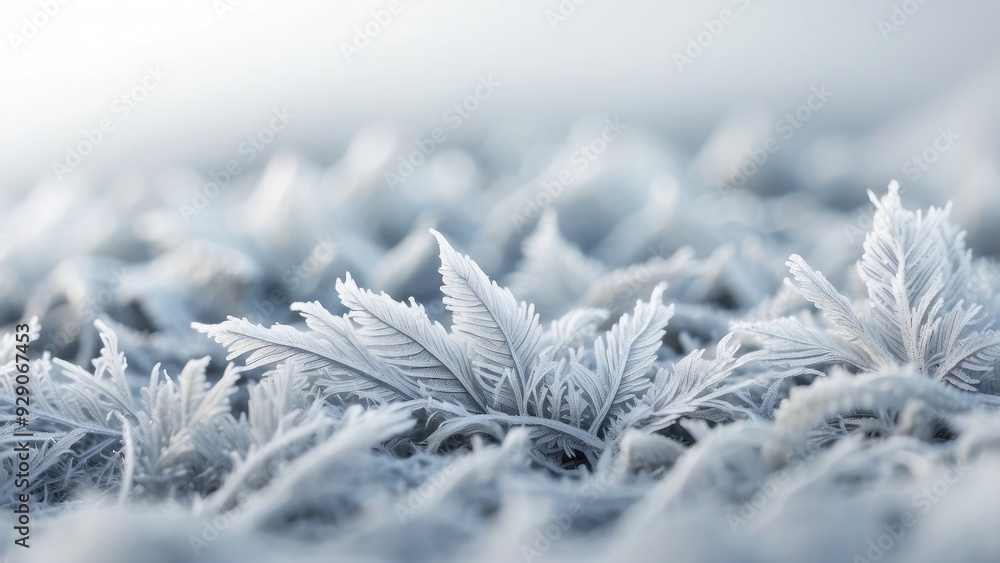 Poster abstract frost patterns on a white background, chilly and sharp.