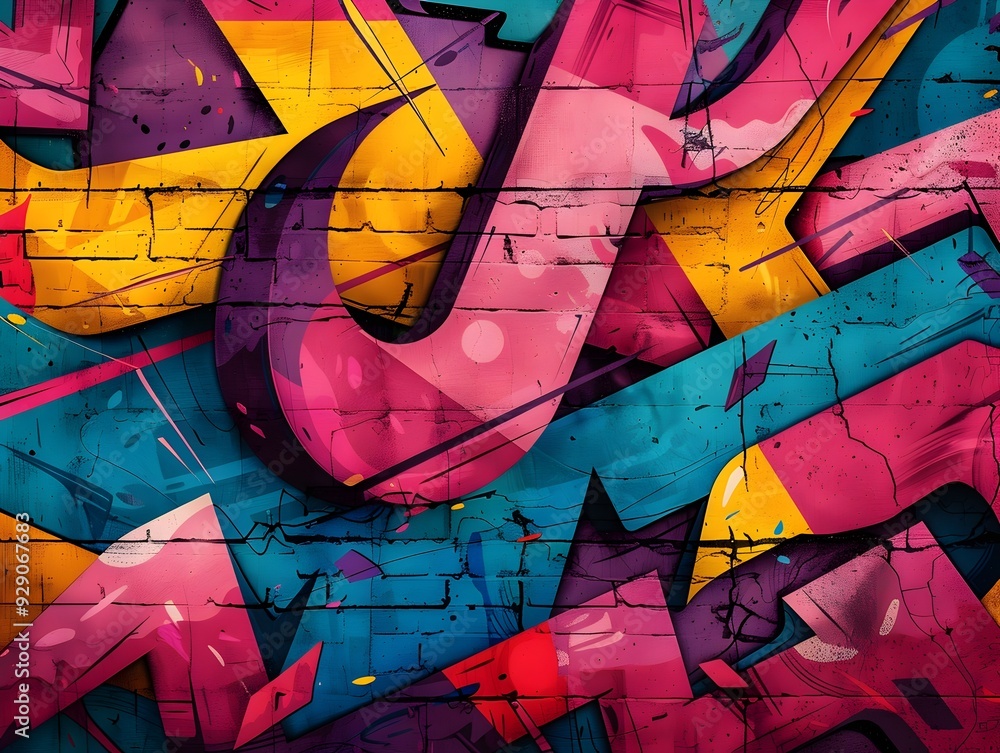 Poster bold and vibrant graffiti inspired abstract frame background with geometric patterns