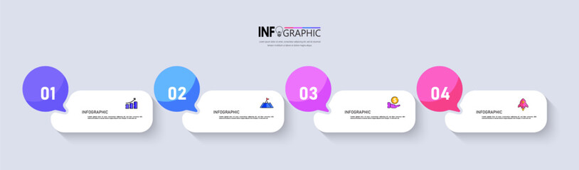 Four steps business infographics template vector.	
