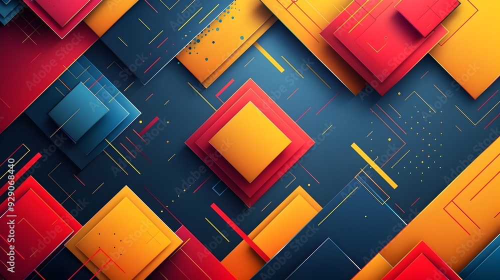 Poster abstract geometric frame with vibrant colored shapes and bold lines for dynamic designs